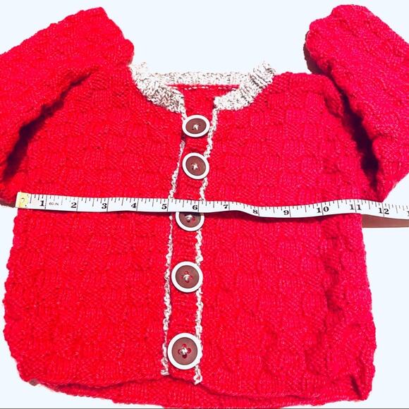 Hand Knit Pink Infant Baby Cardigan Sweater Girls 6 Months - Picture 3 of 4